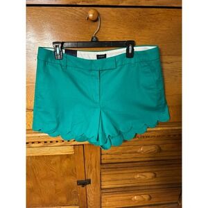 J.Crew Preppy Nautical Classic Chic Coastal Scalloped Hem Chino Shorts Green NEW